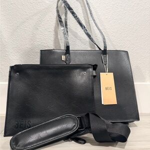 Black Women's Tote Bag Set